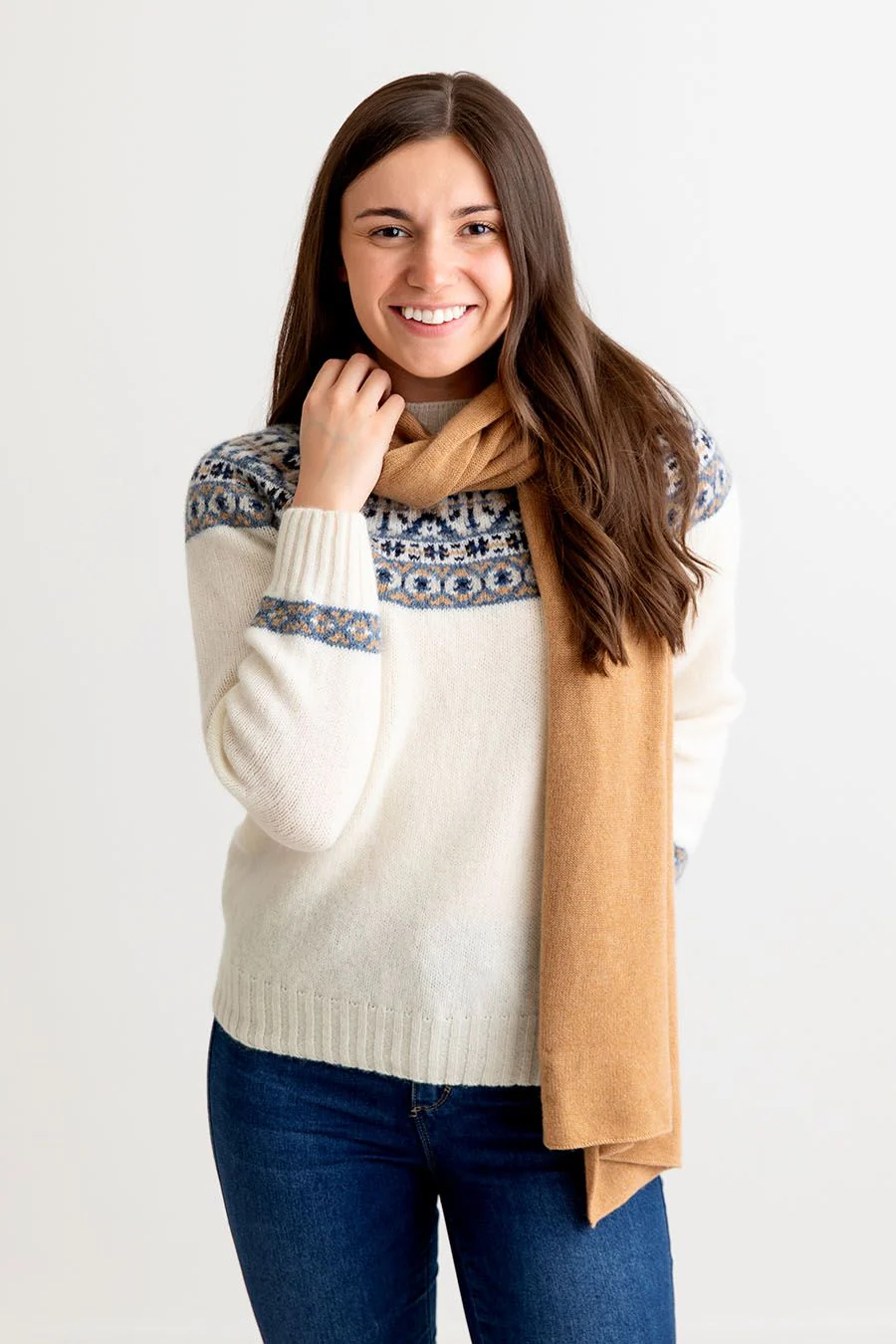 Scottish Cashmere Knitted Plain Stole - Image 4