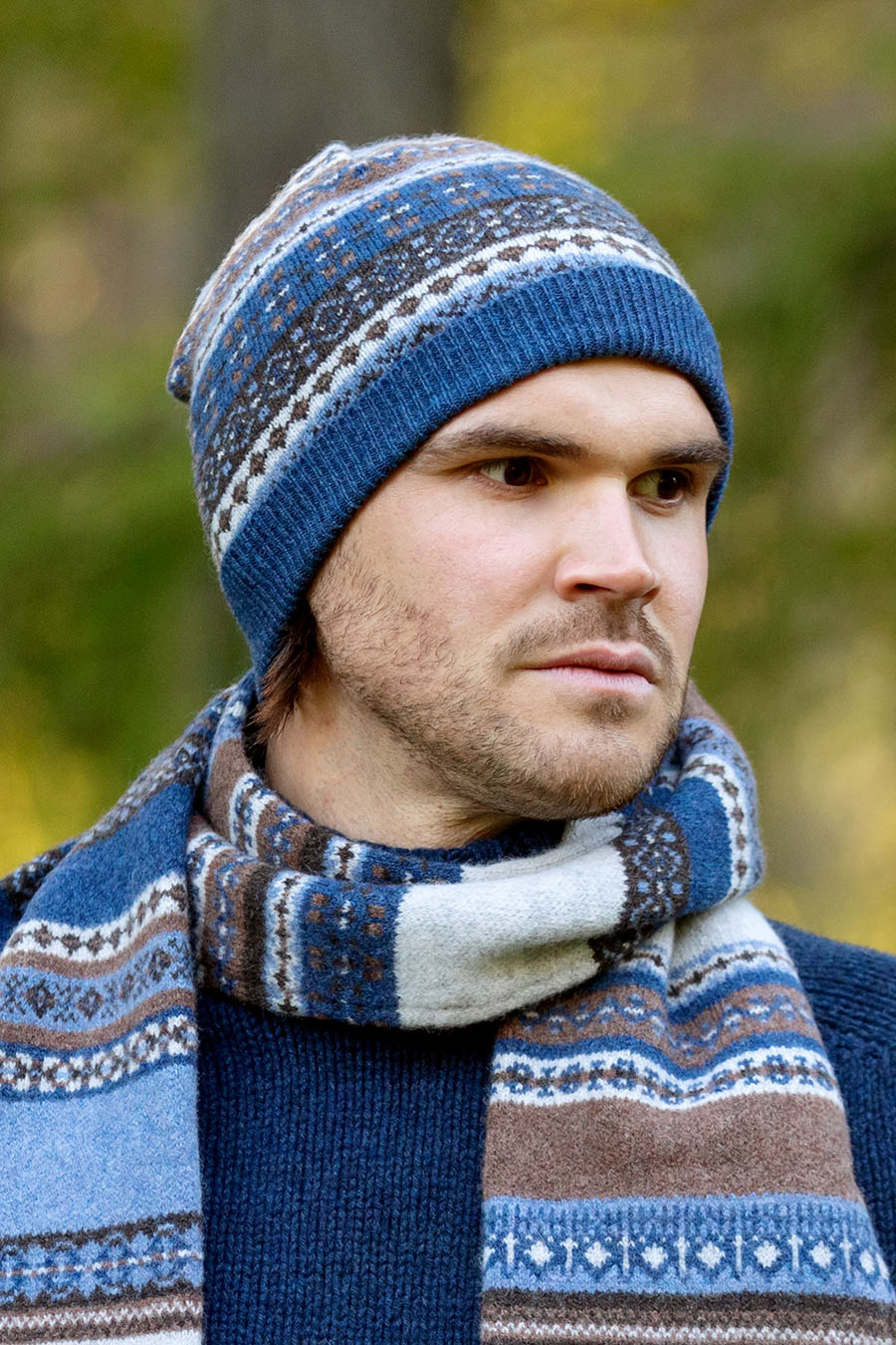 Clyde Fair isle beanie hat - Blue - Image 3