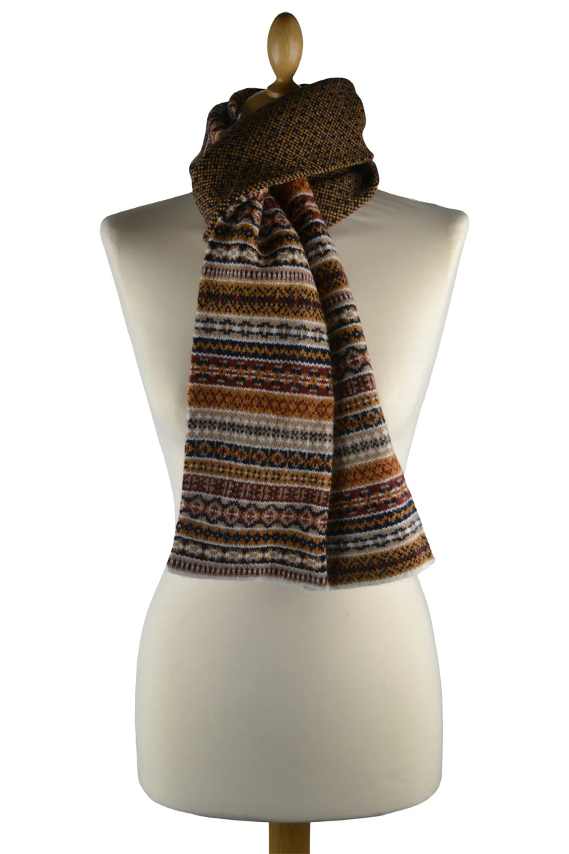 Tweed Fair isle scarf - Gold - Image 3