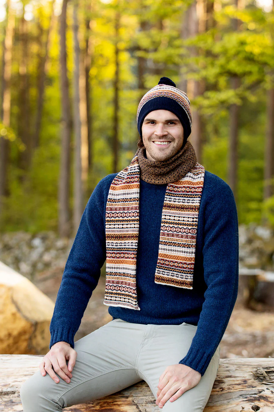 Tweed Fair isle scarf - Gold - Image 4