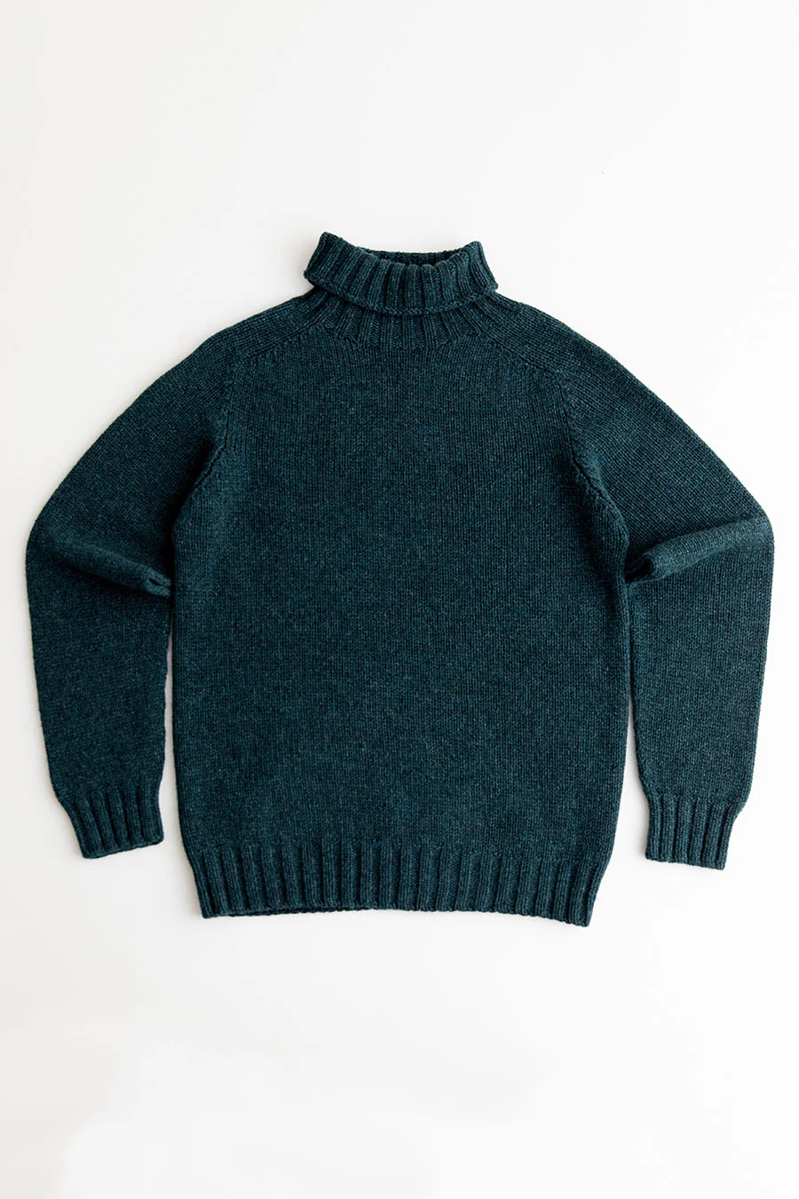 Mens Chunky Geelong Superfine Lambs wool Polo Neck Jumper - Teal - Image 7