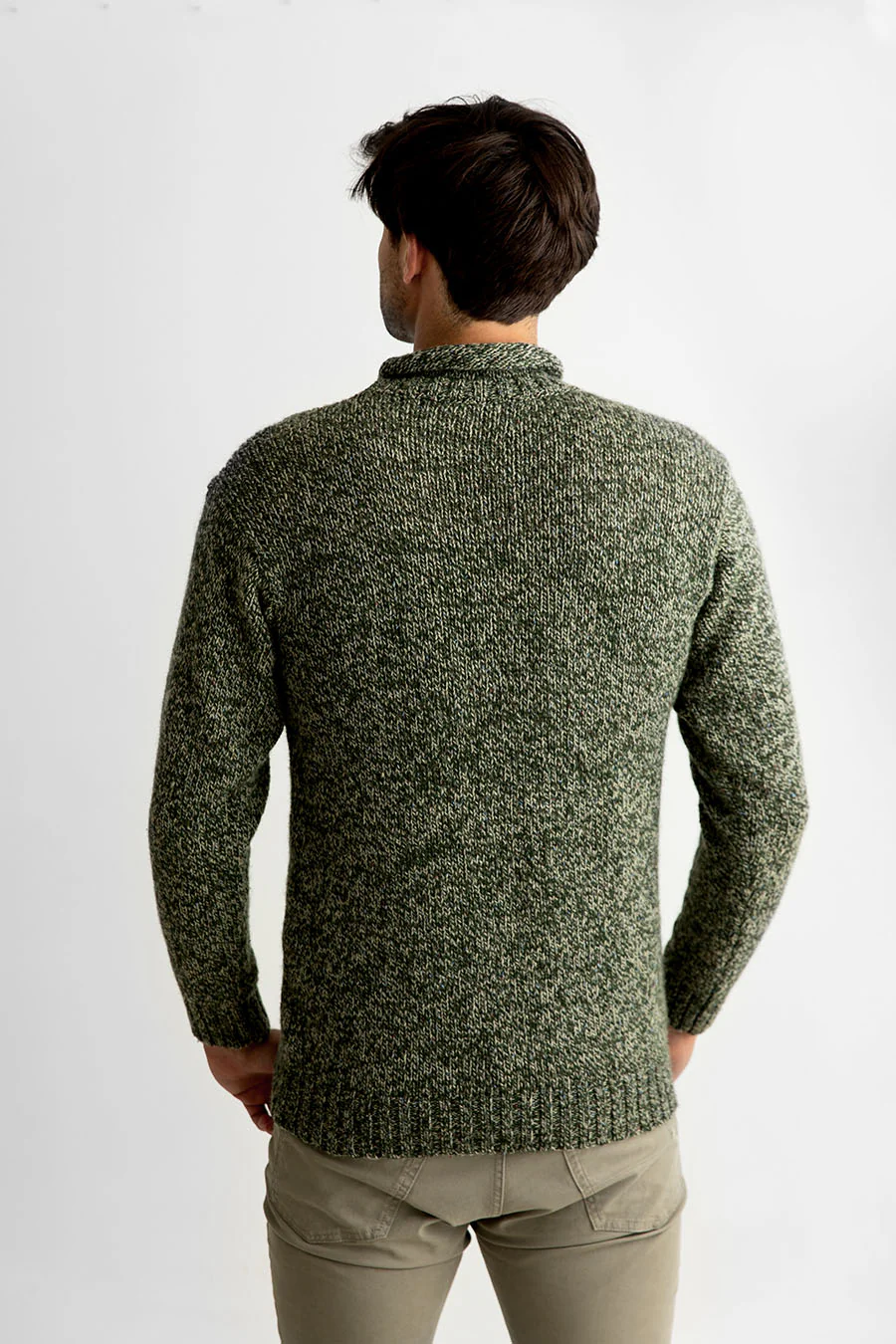 Mens Chunky Roll Neck Jumper - Forest - Image 4