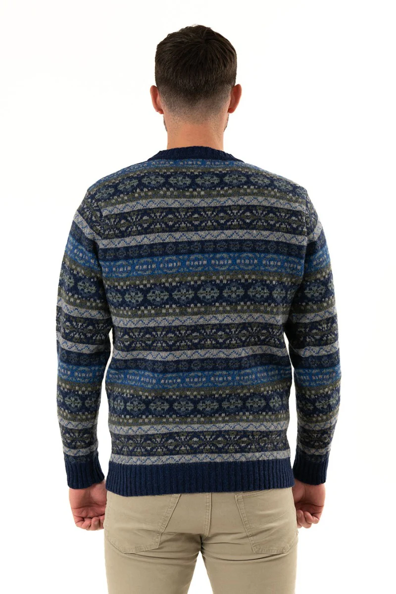 Mens Fair isle Drumtochty Jumper - Blue - Image 3