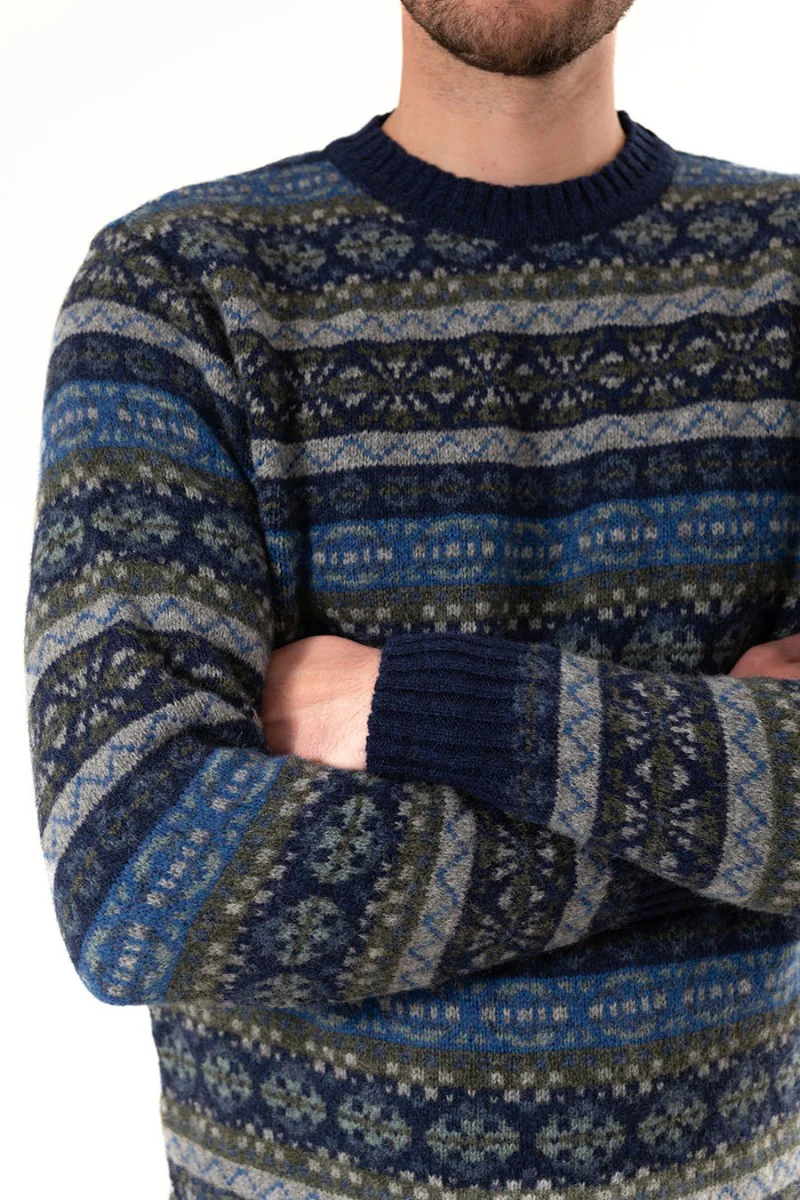 Mens Fair isle Drumtochty Jumper - Blue - Image 4