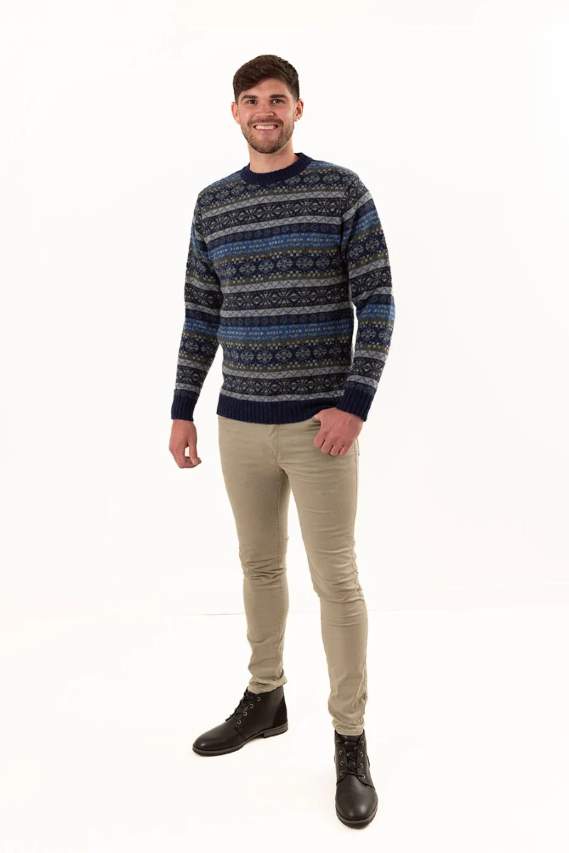 Mens Fair isle Drumtochty Jumper - Blue - Image 5