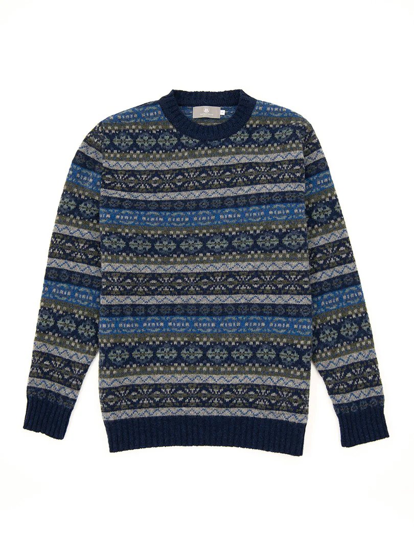 Mens Fair isle Drumtochty Jumper - Blue - Image 6