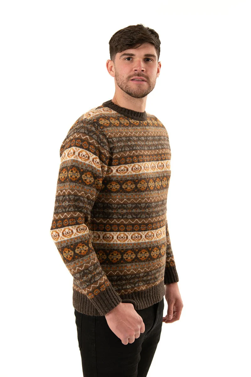 Mens Fair isle Drumtochty Jumper - Autumn Brown - Image 3
