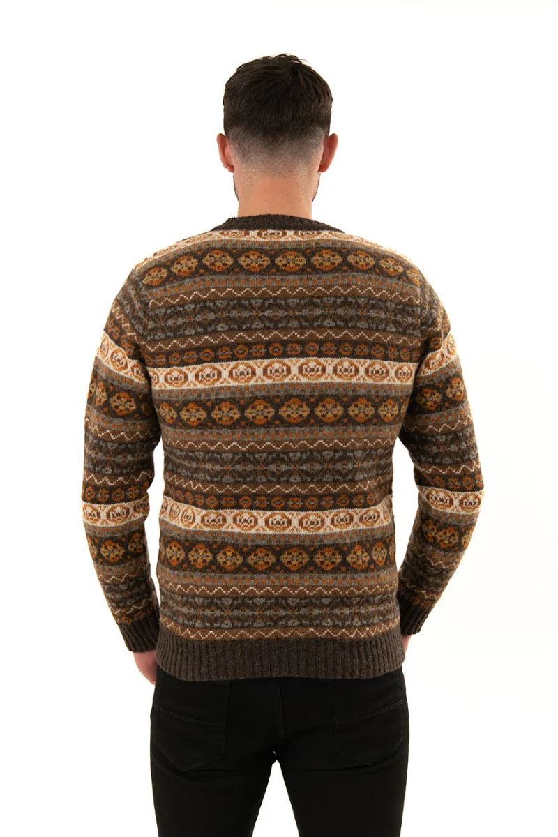 Mens Fair isle Drumtochty Jumper - Autumn Brown - Image 4