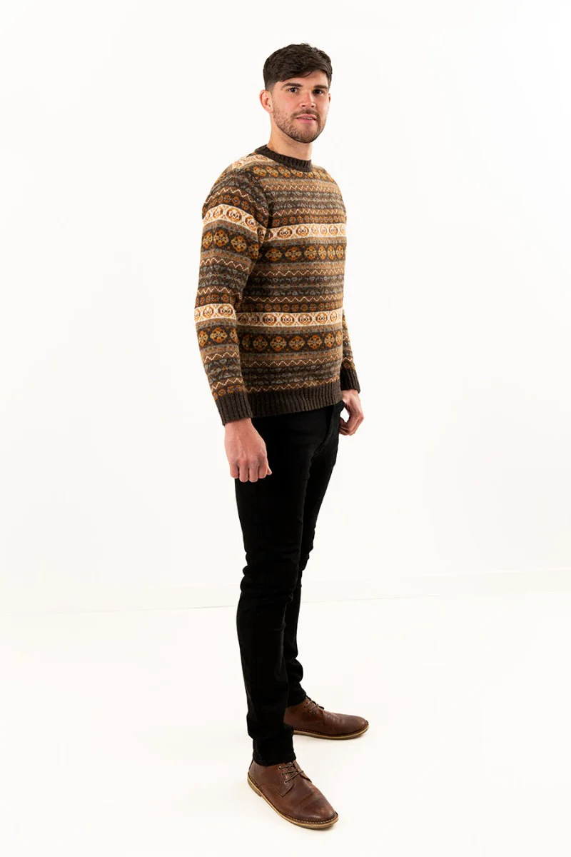 Mens Fair isle Drumtochty Jumper - Autumn Brown - Image 5