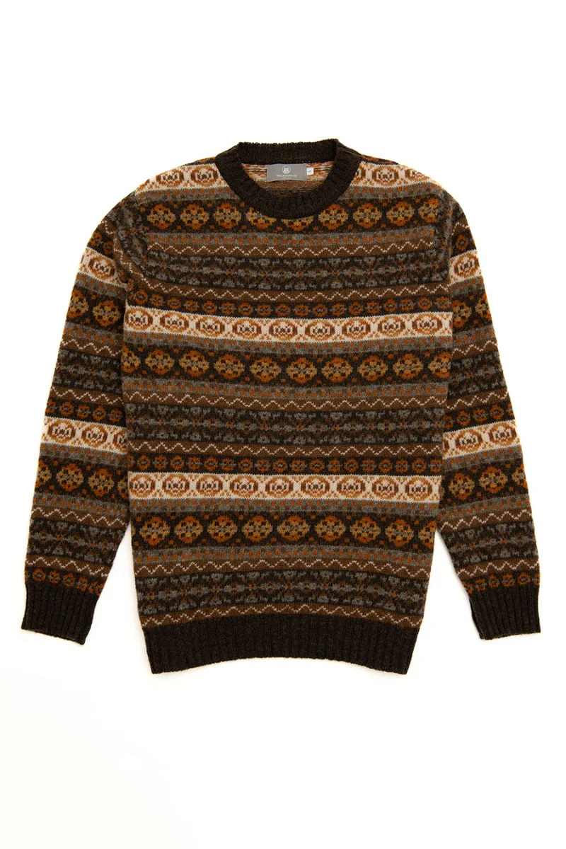 Mens Fair isle Drumtochty Jumper - Autumn Brown - Image 7