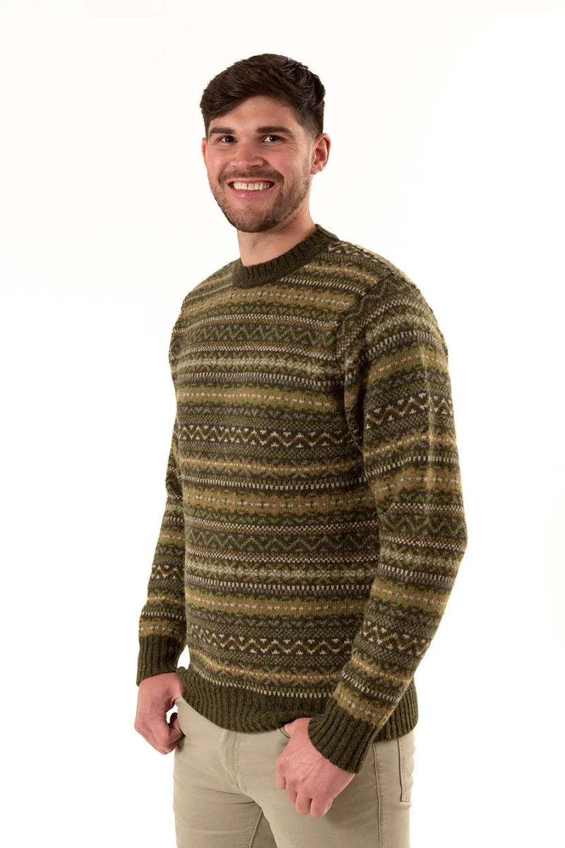 Mens Fair isle Kinnaird Jumper - Green - Image 3