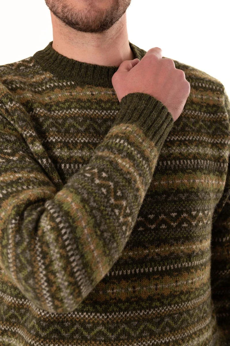 Mens Fair isle Kinnaird Jumper - Green - Image 6