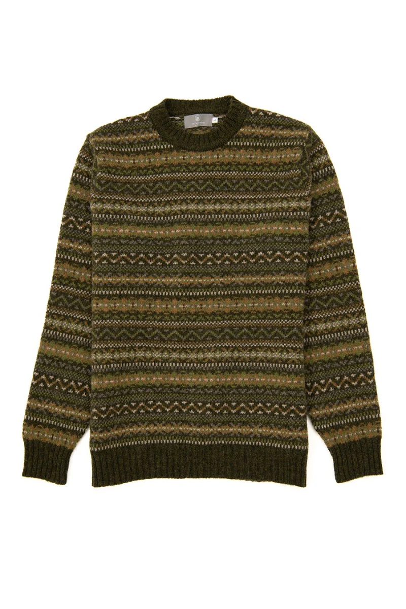 Mens Fair isle Kinnaird Jumper - Green - Image 7