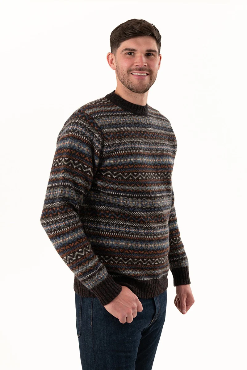 Mens Fair isle Kinnaird Jumper - Midnight Rust - Image 3