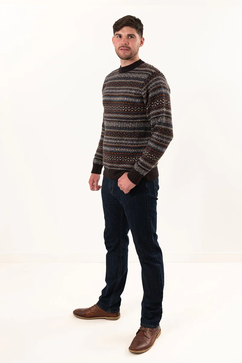 Mens Fair isle Kinnaird Jumper - Midnight Rust - Image 5