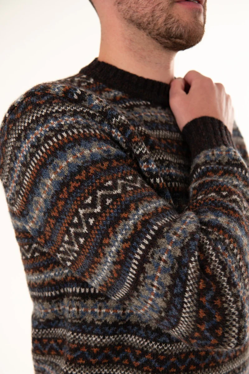 Mens Fair isle Kinnaird Jumper - Midnight Rust - Image 6