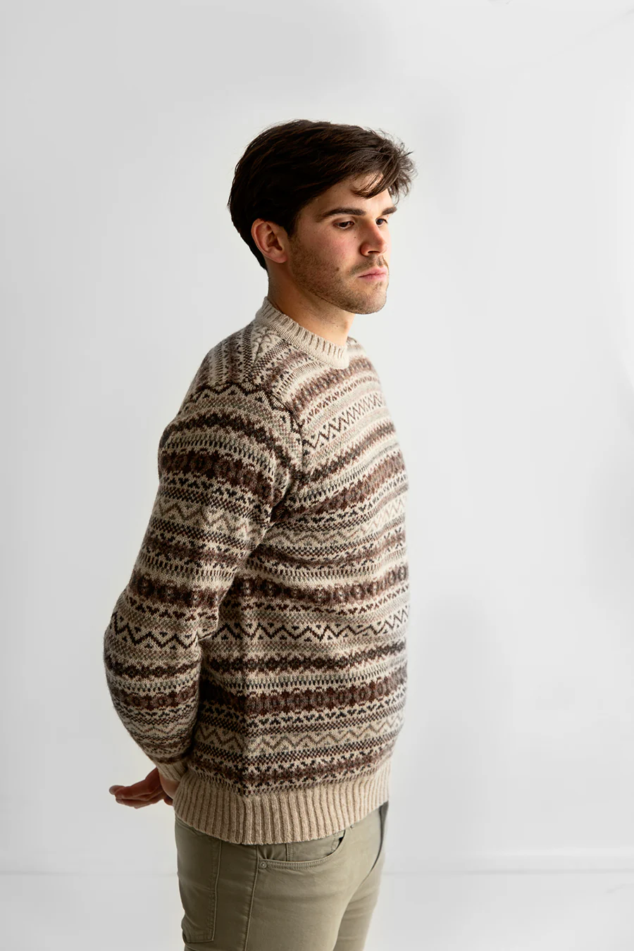 Mens Fair isle Kinnaird Jumper - Oatmilk - Image 4