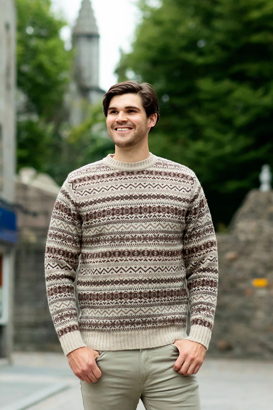 Mens Fair isle Kinnaird Jumper - Oatmilk - Image 6