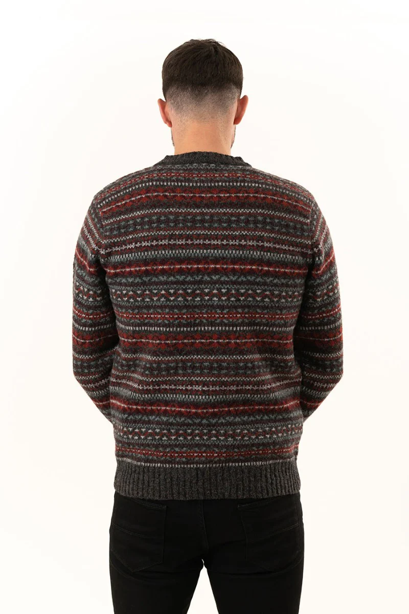 Mens Fair isle Kinnaird Jumper - Dark Grey - Image 4