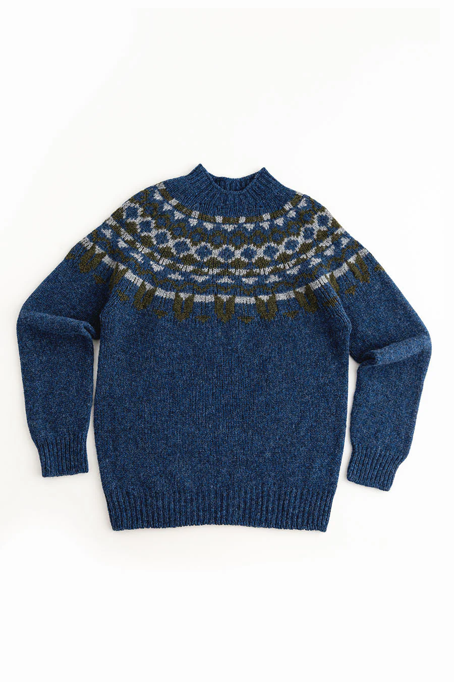 Mens Fair isle Brodgar Yoke Jumper - Blue - Image 3