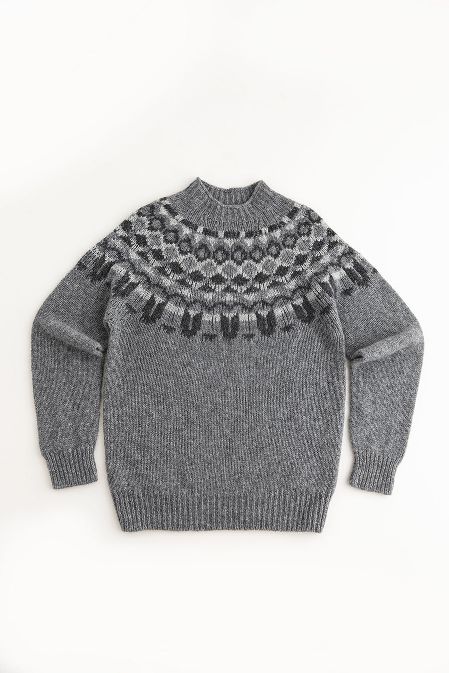 Mens Fair isle Brodgar Yoke Jumper - Grey - Image 6