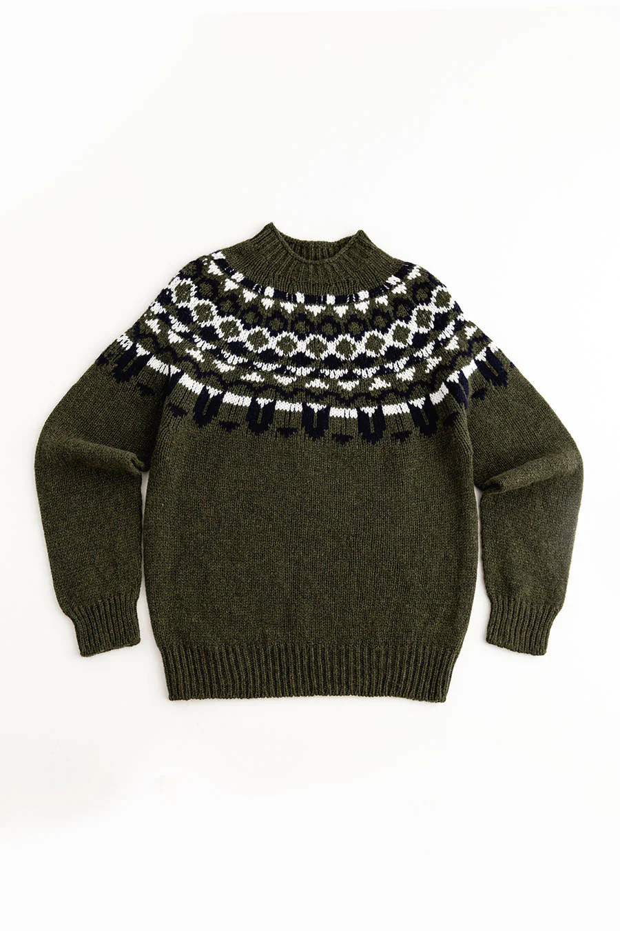 Mens Fair isle Brodgar Yoke Jumper - Green - Image 7