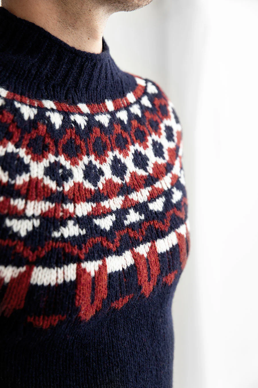 Mens Fair isle Brodgar Yoke Jumper - Navy blue - Image 6