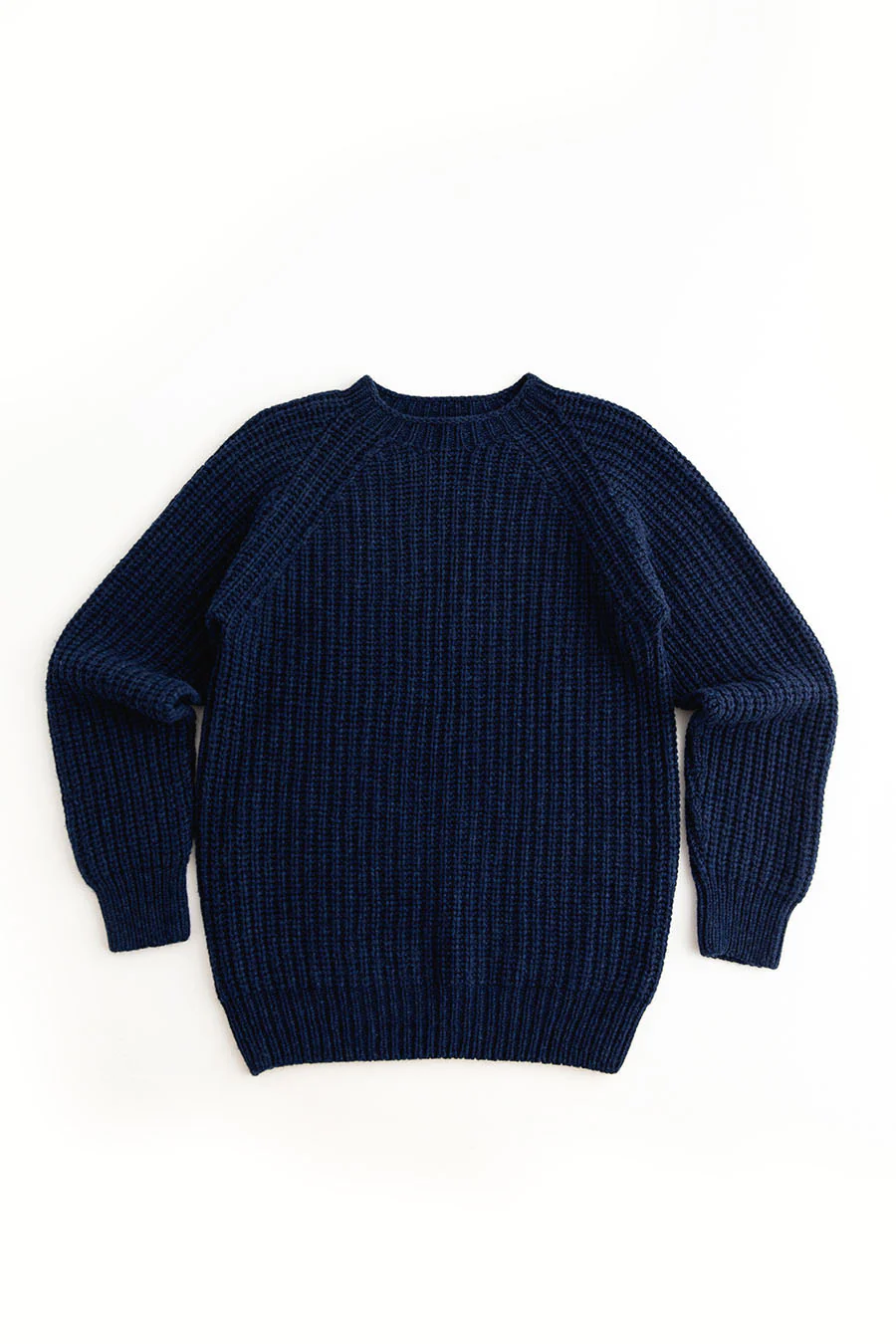 Mens Geelong Superfine Lambswool Fisherman’s Rib Jumper - Navy blue - Image 7