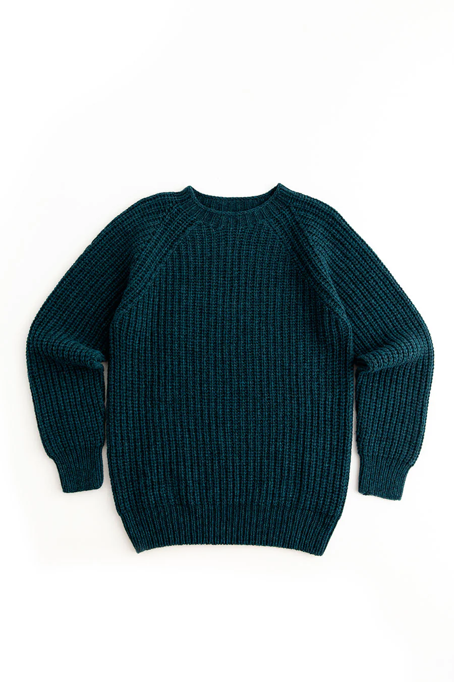 Mens Geelong Superfine Lambswool Fisherman’s Rib Jumper - Teal - Image 3