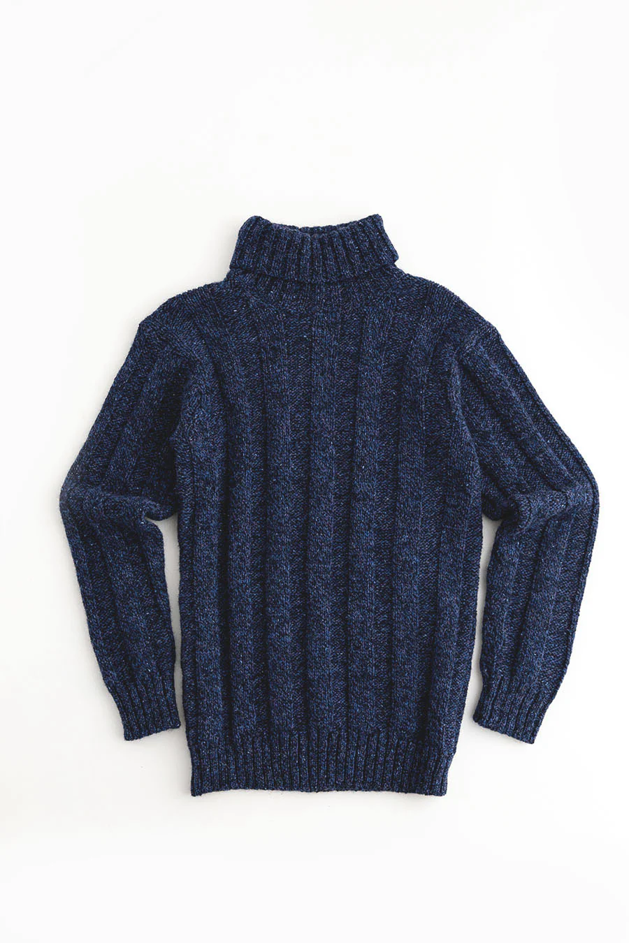 Mens Ribbed Polo Neck Jumper - blue - Image 5