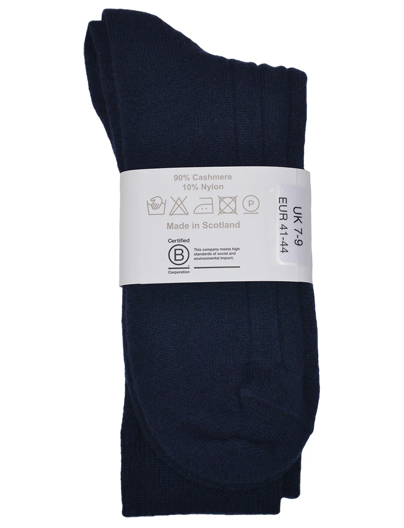 Mens Scottish Cashmere Socks - navy - Image 3
