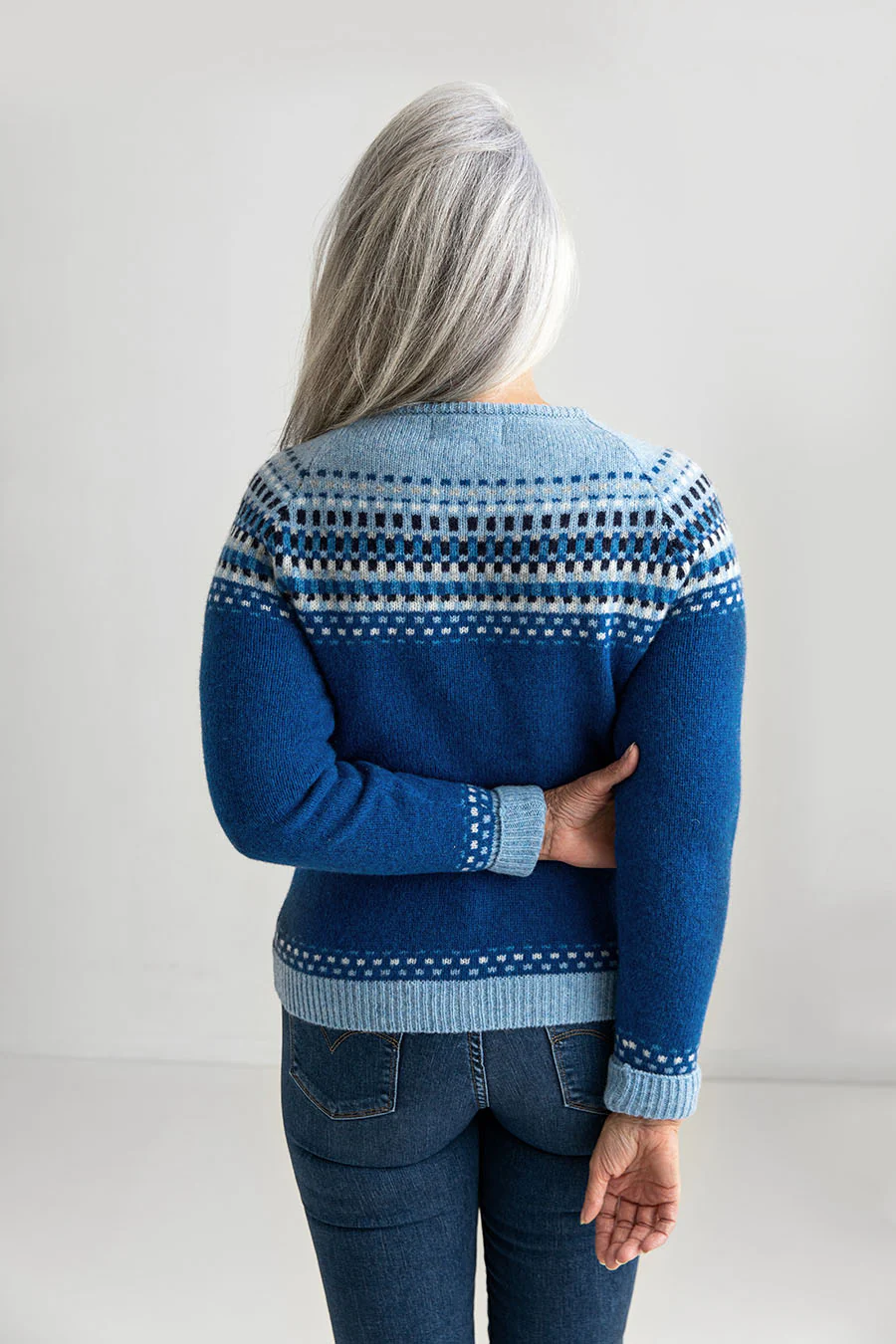 Womens Building Blocks Fair isle Cardigan - Blue - Image 3