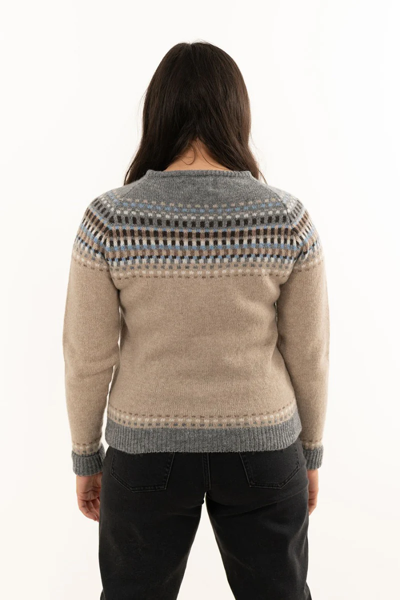 Womens Building Blocks Fair isle Cardigan - Sand - Image 7