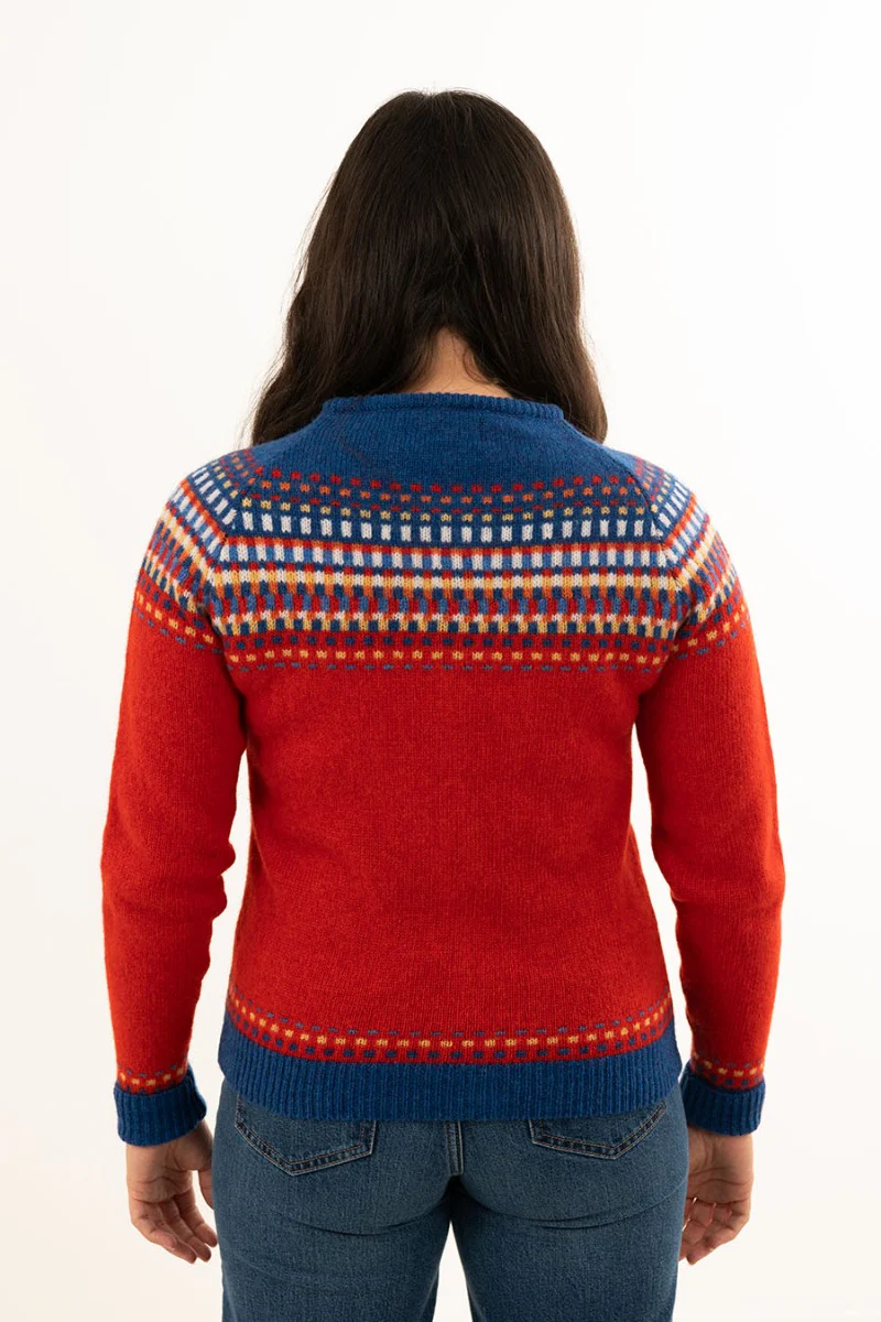 Womens Building Blocks Fair isle Cardigan - Scarlet Red - Image 5