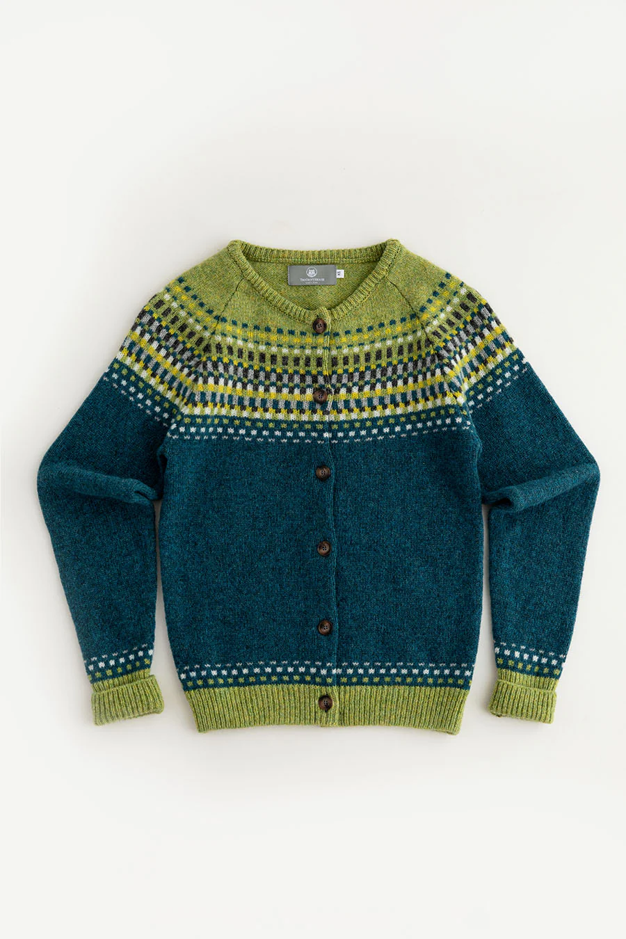 Womens Building Blocks Fair isle Cardigan - teal - Image 4