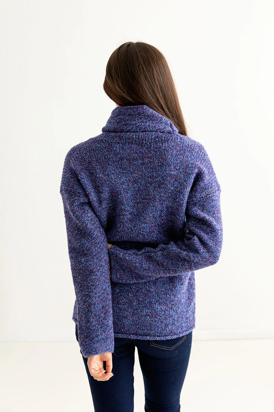 Womens Chunky Cowl neck jumper - Purple - Image 4
