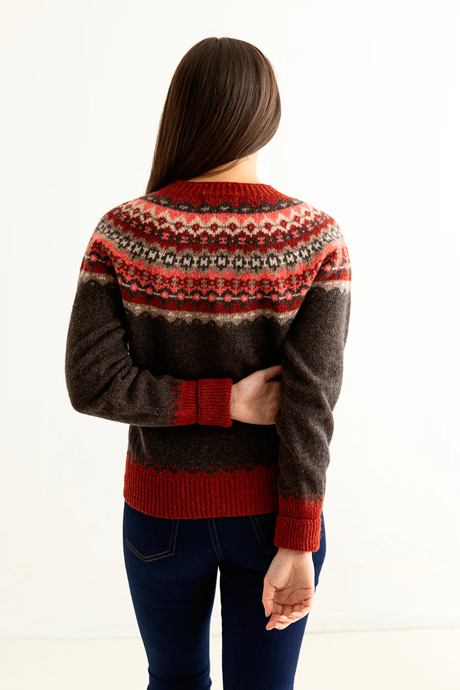 Womens Crathie Fair isle Cardigan - Brown - Image 4