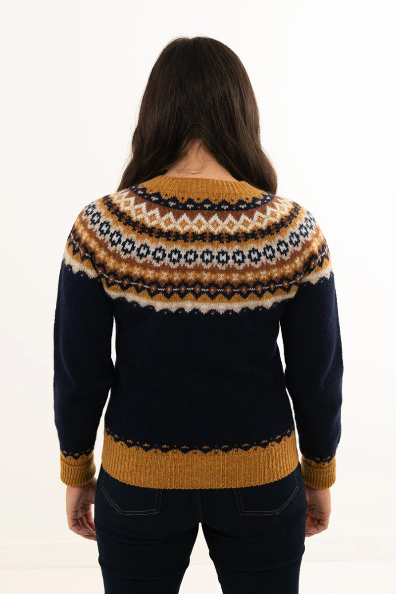 Womens Crathie Fair isle Cardigan - Navy - Image 4