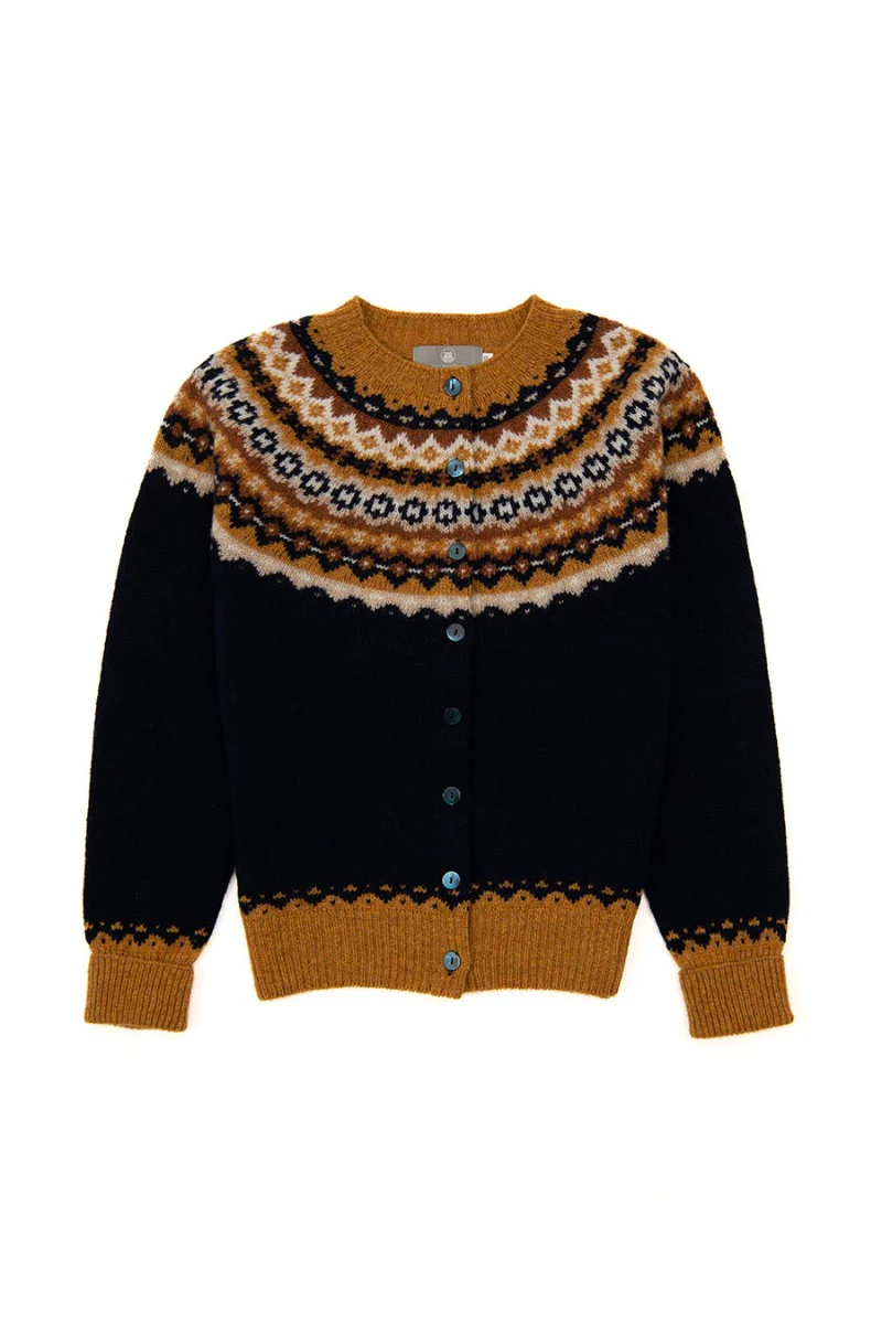 Womens Crathie Fair isle Cardigan - Navy - Image 7