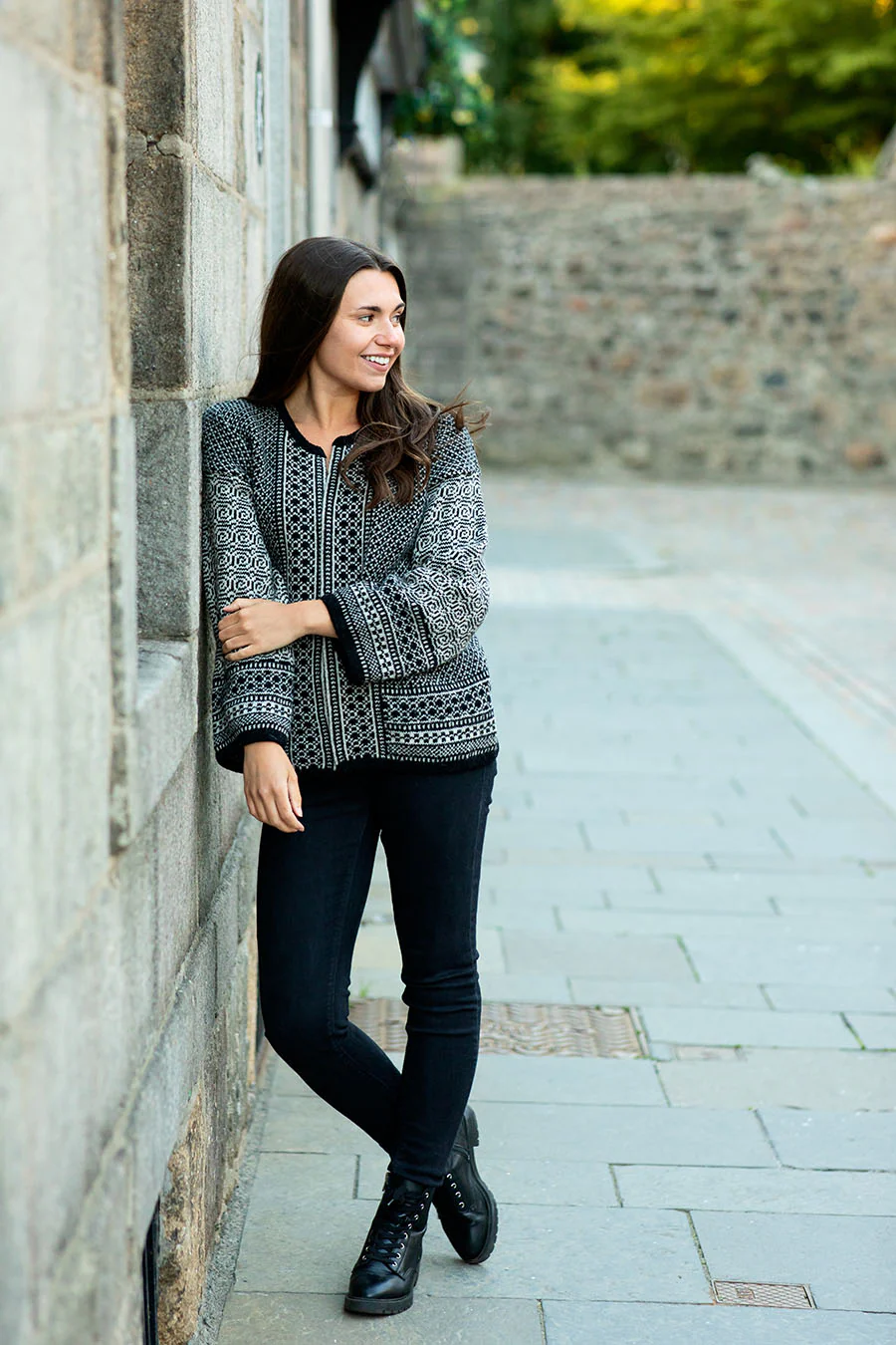 Womens Fair isle Towie Kimono Cardigan / Coatigan - Black - Image 3