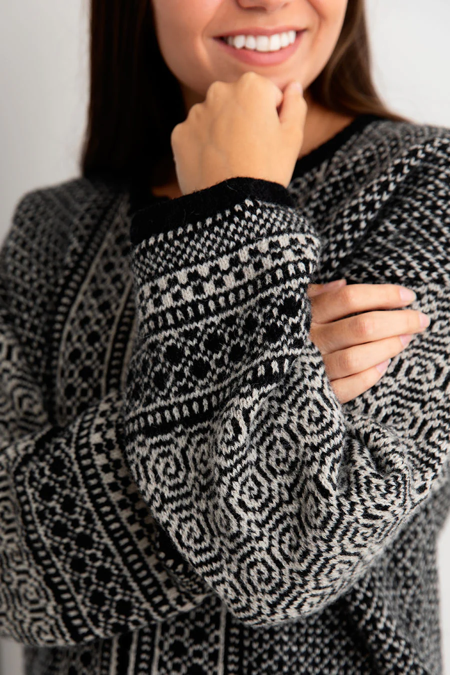 Womens Fair isle Towie Kimono Cardigan / Coatigan - Black - Image 4