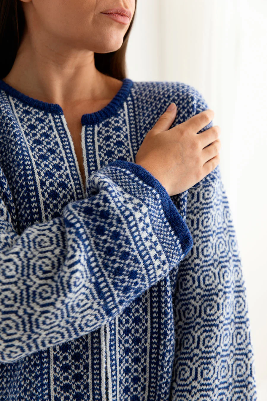 Womens Fair isle Towie Kimono Cardigan / Coatigan - Royal Blue - Image 4
