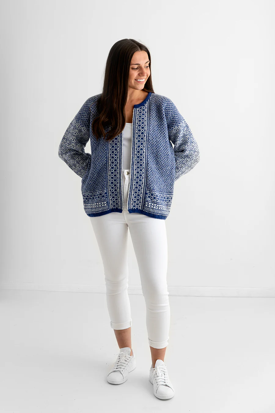 Womens Fair isle Towie Kimono Cardigan / Coatigan - Royal Blue - Image 7