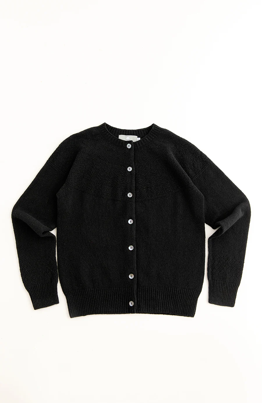 Womens Geelong Superfine Lambswool Gansey Cardigan - Black - Image 6