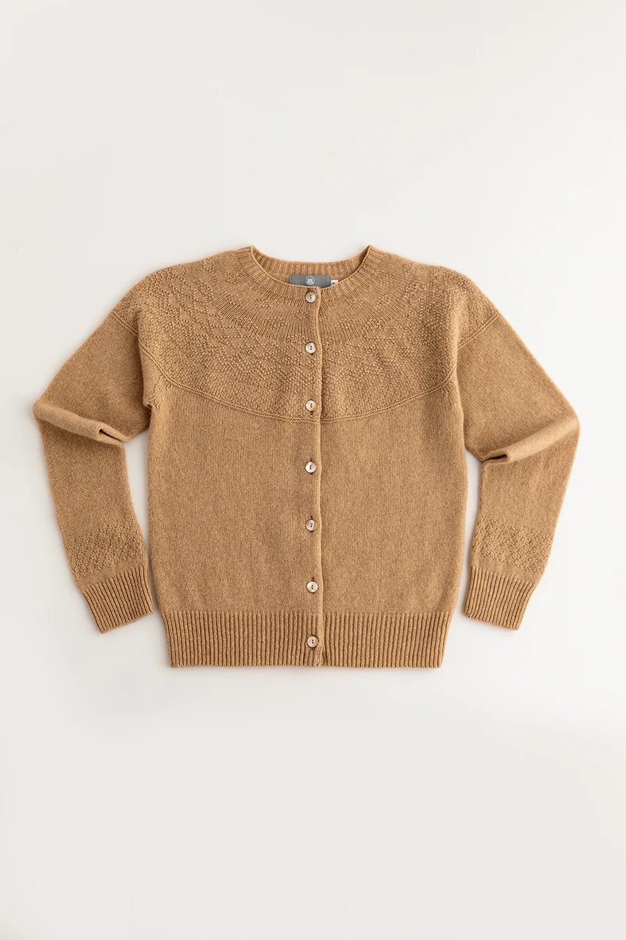 Womens Geelong Superfine Lambswool Gansey Cardigan - Camel - Image 7