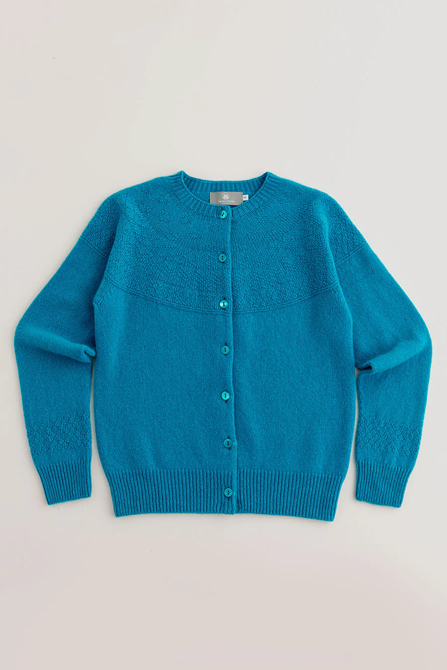 Womens Geelong Superfine Lambswool Gansey Cardigan - Turquoise - Image 4