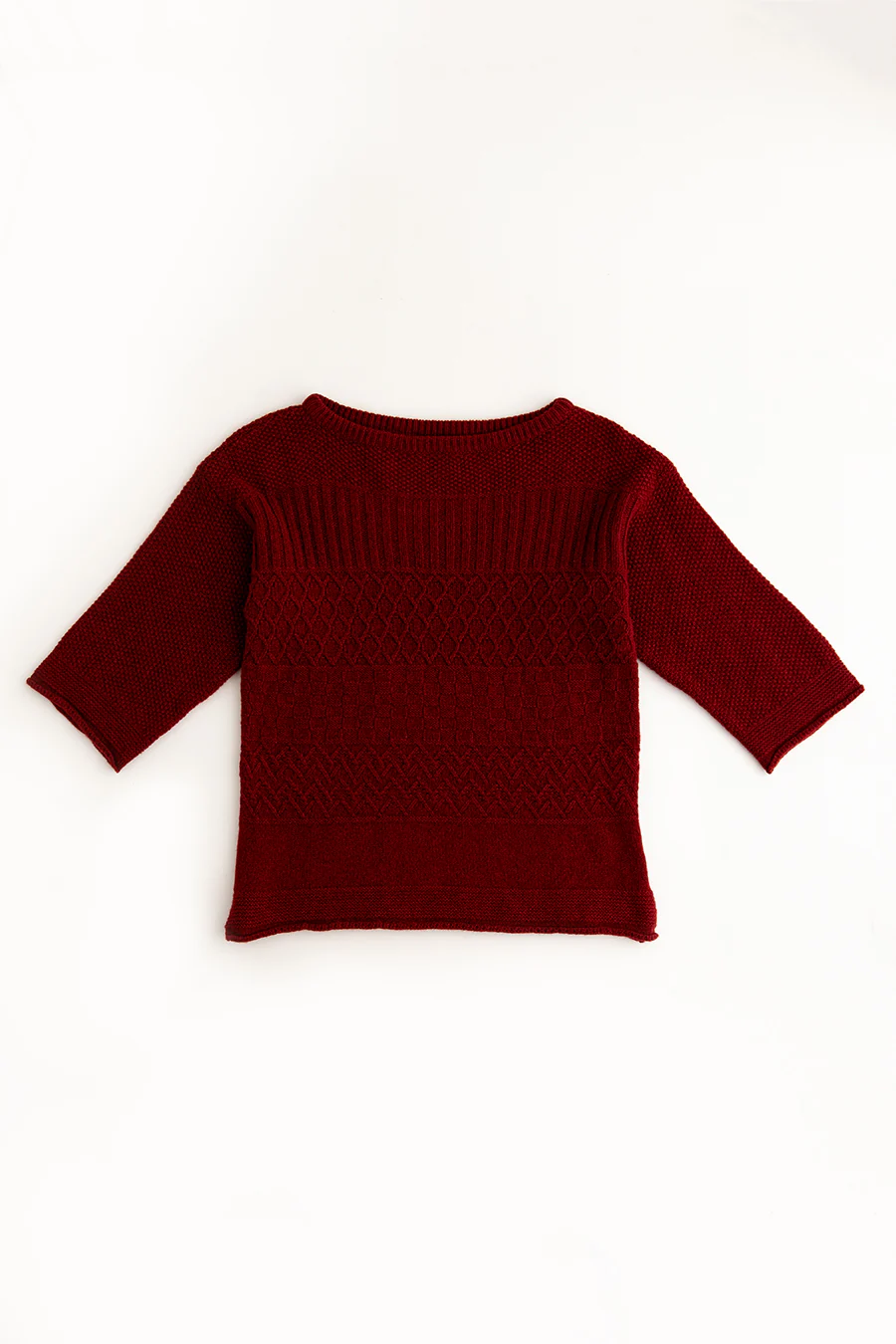 Womens Geelong Superfine Lambswool "Boathouse" Gansey Jumper - Red - Image 5