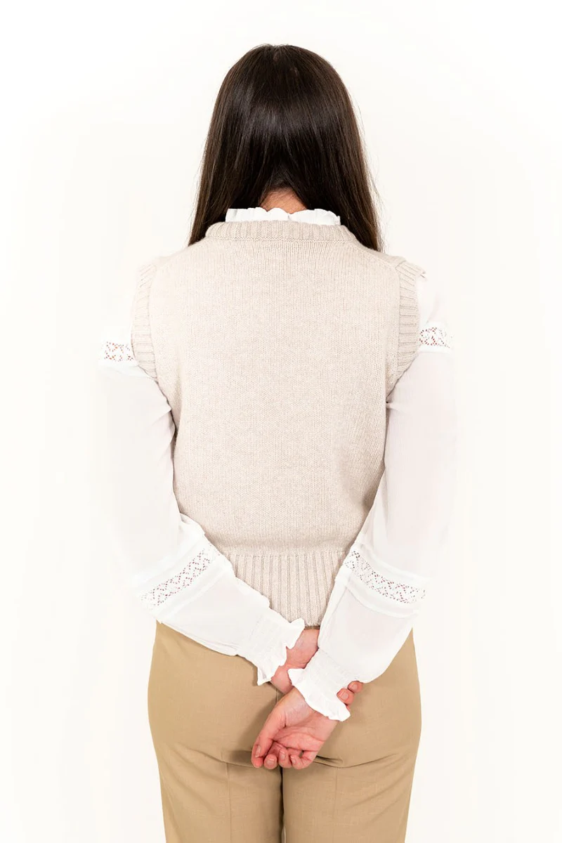 Womens Warm Geelong Lambswool Tank Top - Linen - Image 4