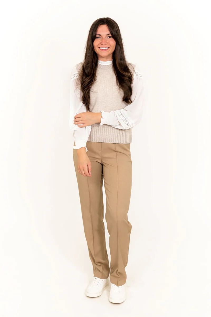 Womens Warm Geelong Lambswool Tank Top - Linen - Image 5