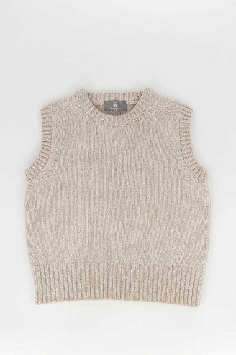 Womens Warm Geelong Lambswool Tank Top - Linen - Image 7